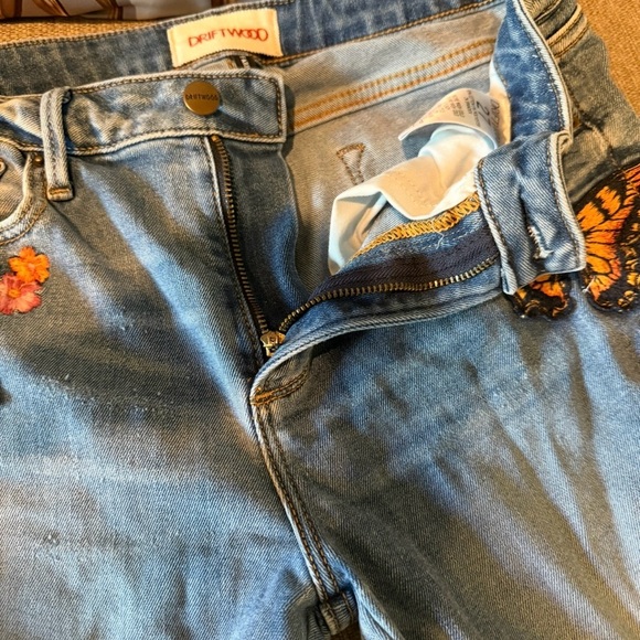 DRIFTWOOD Blue Flare Jeans with Floral Embroidery - Picture 5 of 12